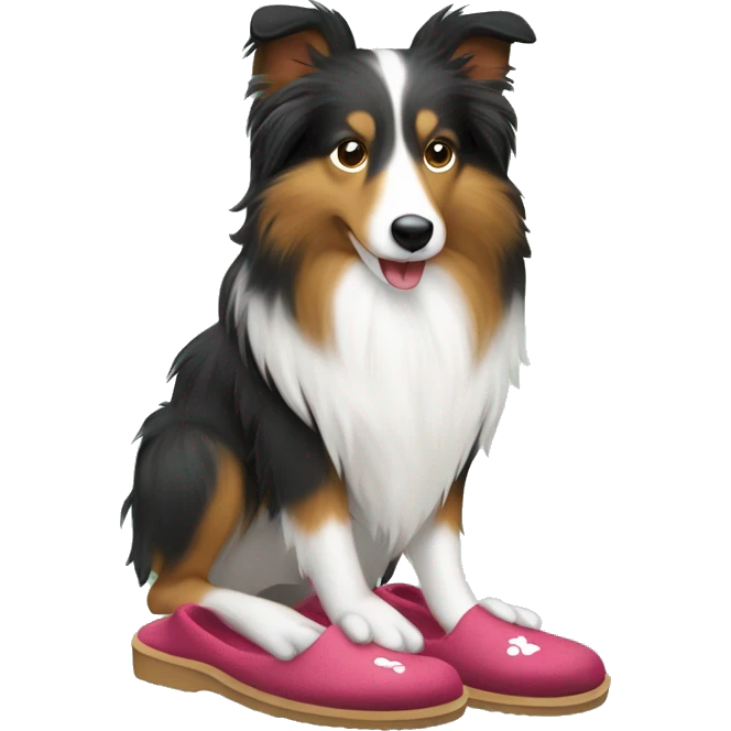 Shetland sheepdog stealing slippers emoji
