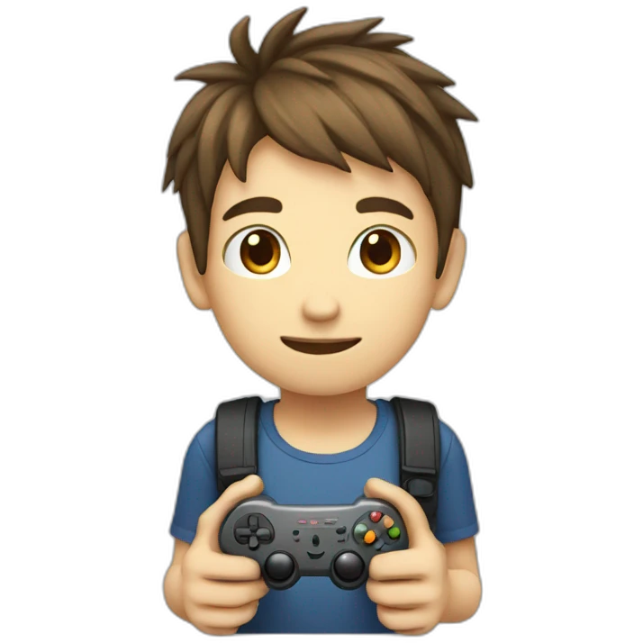 gamer boy with console emoji