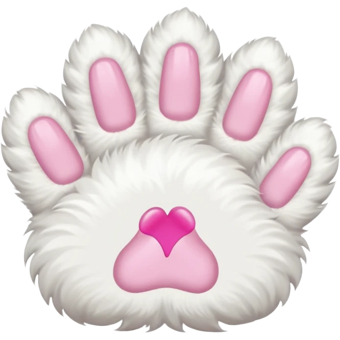 white cat fluffy paw, from the top, pink nails, cute emoji