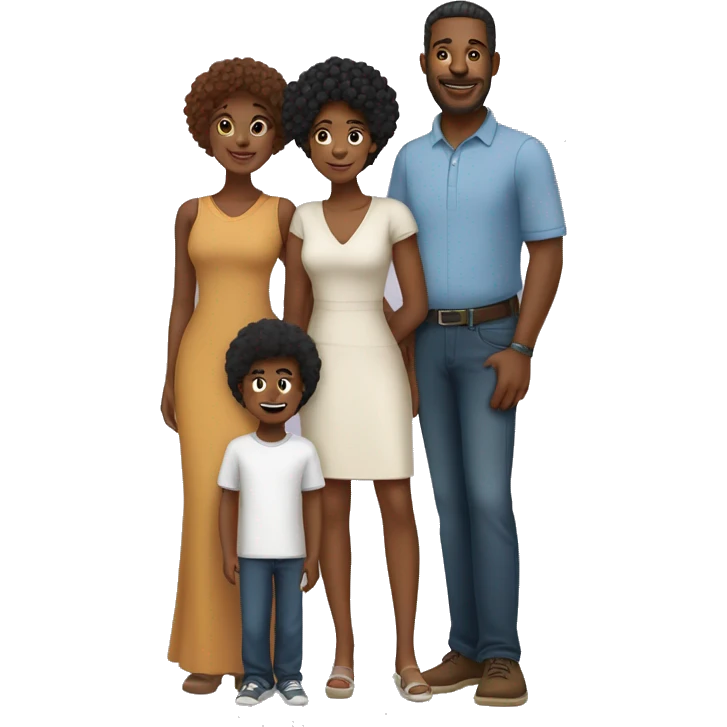 Black family with natural hair - husband, wife, son and daughter emoji