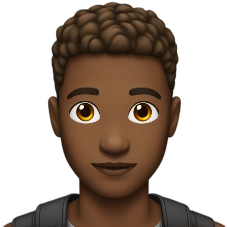 French crop mid fade Brown Hair Young african man emoji emoji