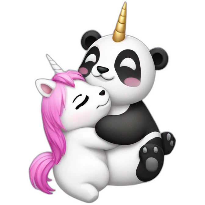 panda and unicorn snuggling emoji