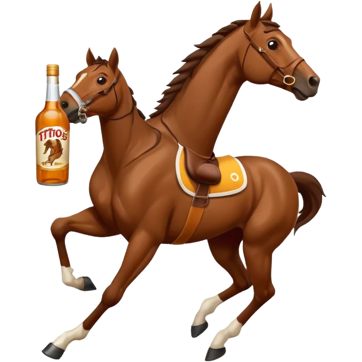 Bottle Tito’s running racehorse emoji