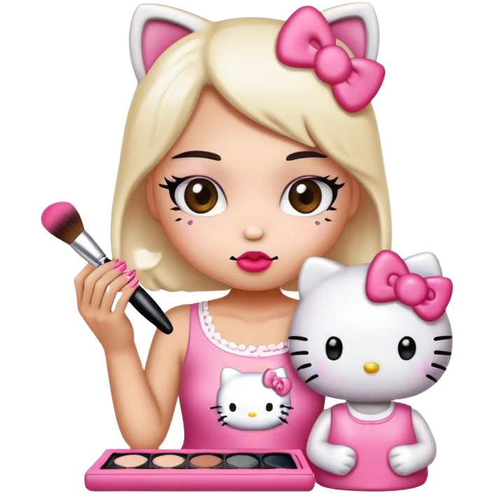 Hello kitty putting on makeup  emoji