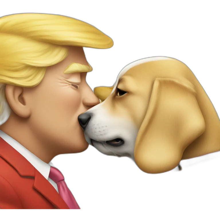 trump kissing a dog emoji