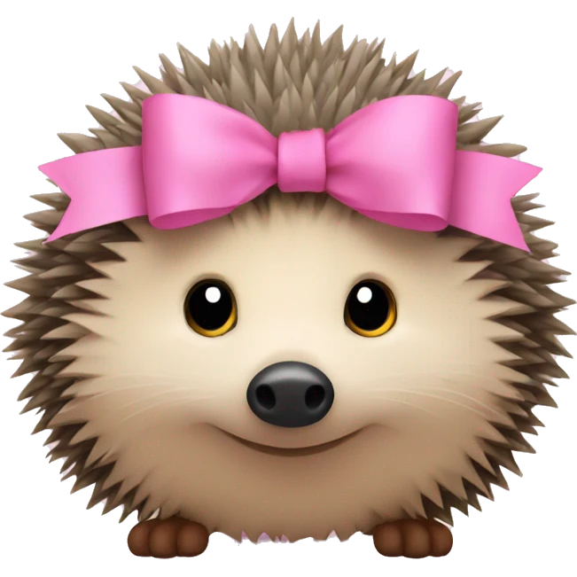Hedgehog with pink bow rolled up hiding  emoji