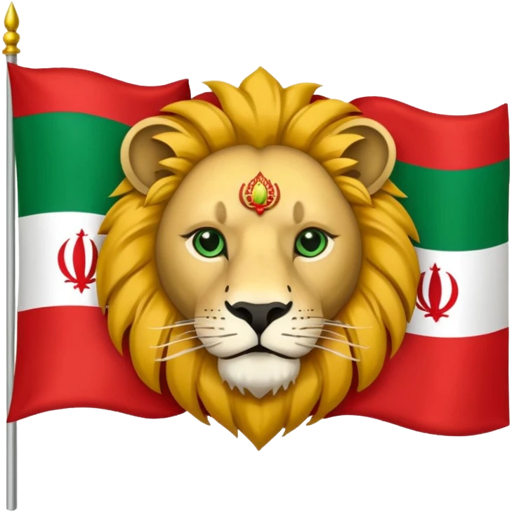 The flag of Iran with lion and sun emoji