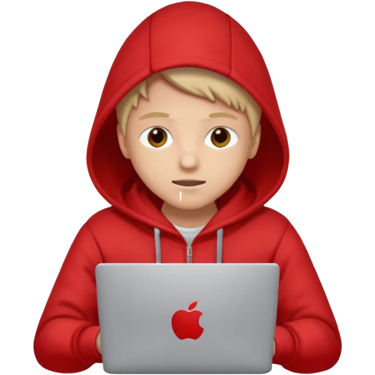 hacker with red hudi and with laptop  emoji