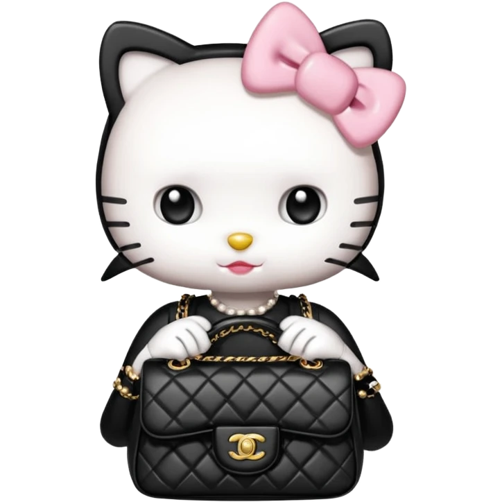 Hello Kitty wears in Chanel with a black bag Timeles emoji