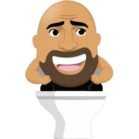 The rock head sitting on a toilet emoji