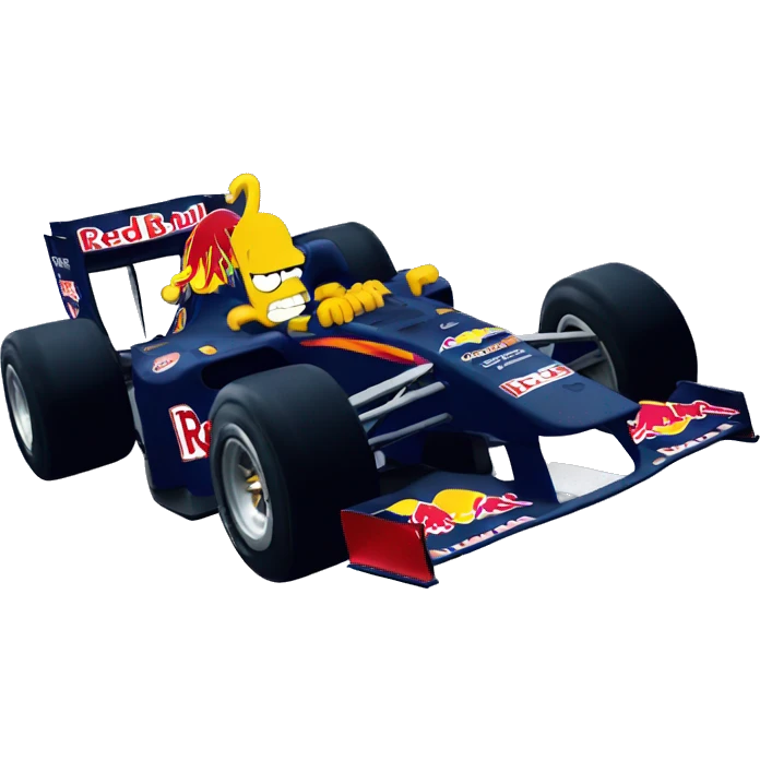 Bart simpson driving a red bull, formula 1 emoji