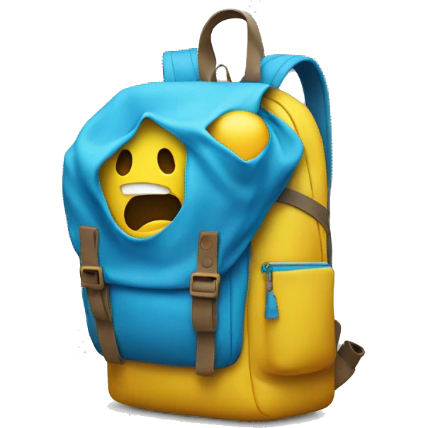 yellow emoji holding a blue backpack looking like its about to cry  emoji