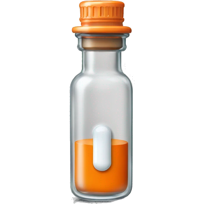 Clear Glass vial of medicine insulin with orange lid emoji