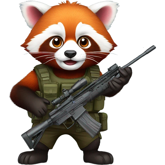 Red panda with a sniper on a mounten  emoji