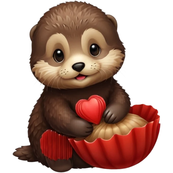 baby sea otter pup with red scallop emoji