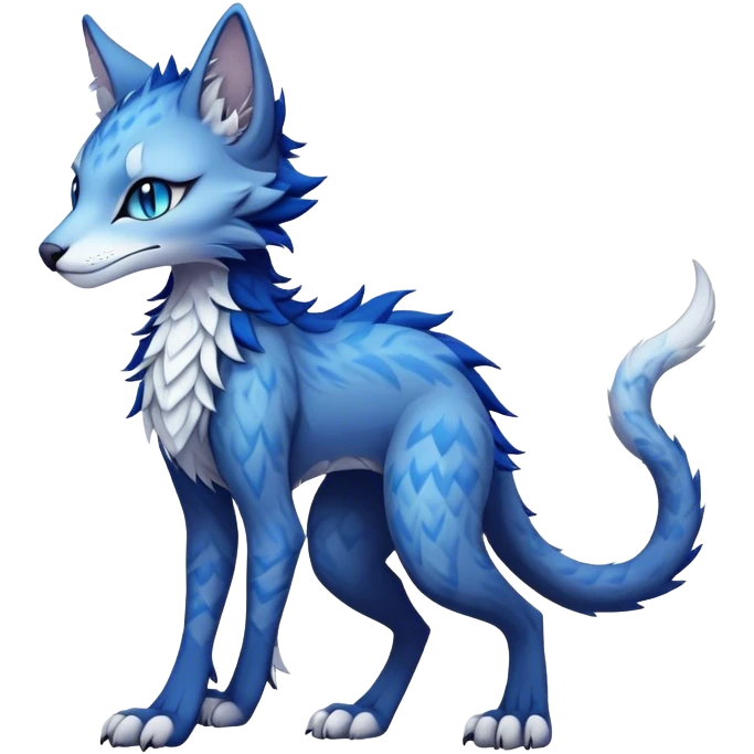 Kawaii dark edgy fantasy ethereal feline-vernid-sergal-fursona animal creature with a tufted tail full body with intricate markings  emoji