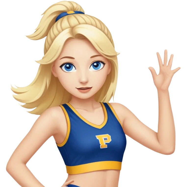 blonde girl with blue eyes dancing, with dance uniform on for the pacers basketball dance team emoji