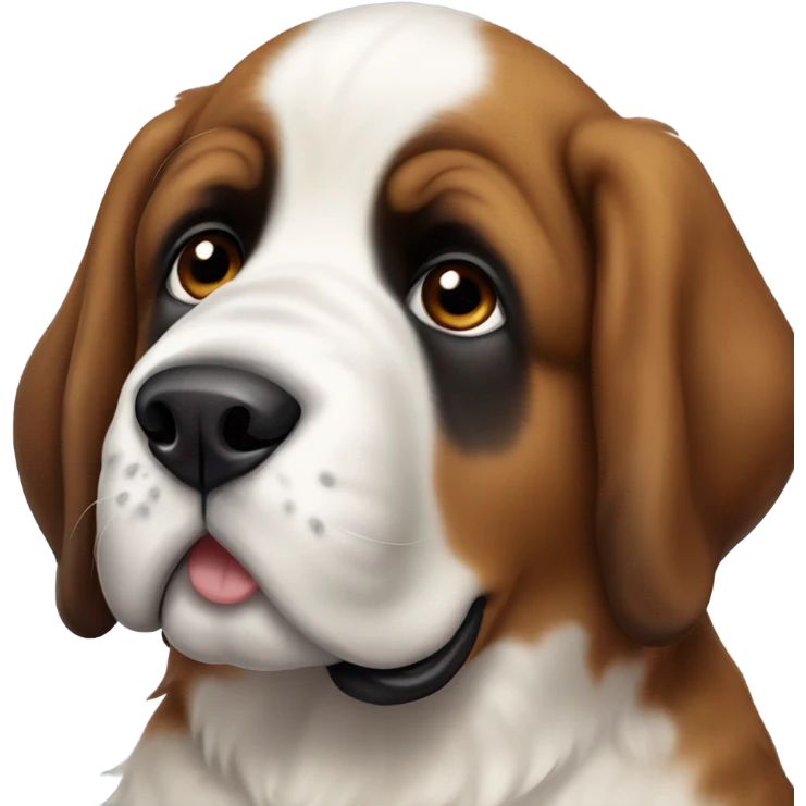 Puppy Saint Bernard with white ear emoji