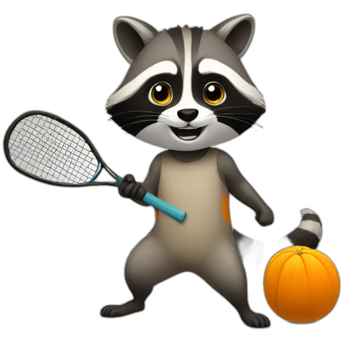 racoon playing squash emoji