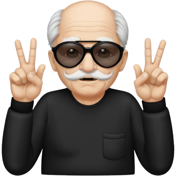 Some white old guy with a mask on and black shades with it also holding up the middle fingers emoji