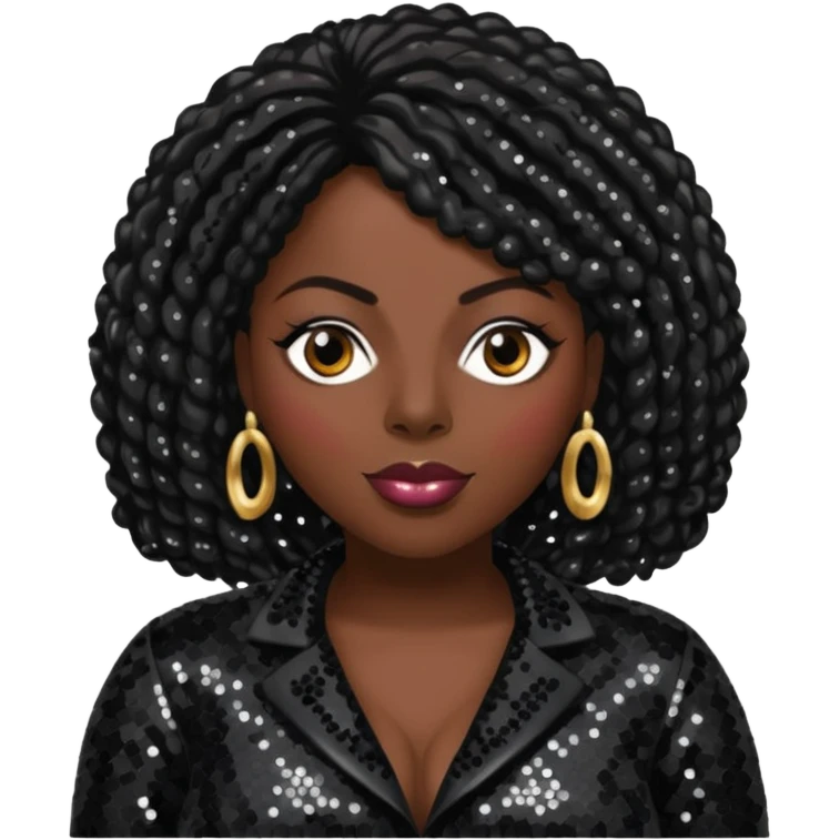 Angie Stone with black sequin outfit emoji