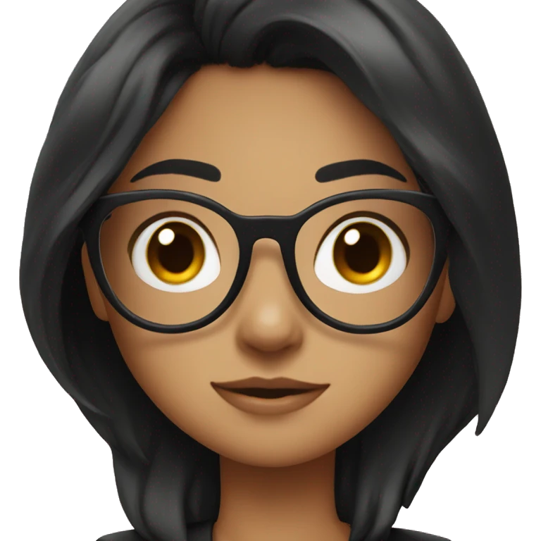 Cute girl,black hair,and black glasses emoji