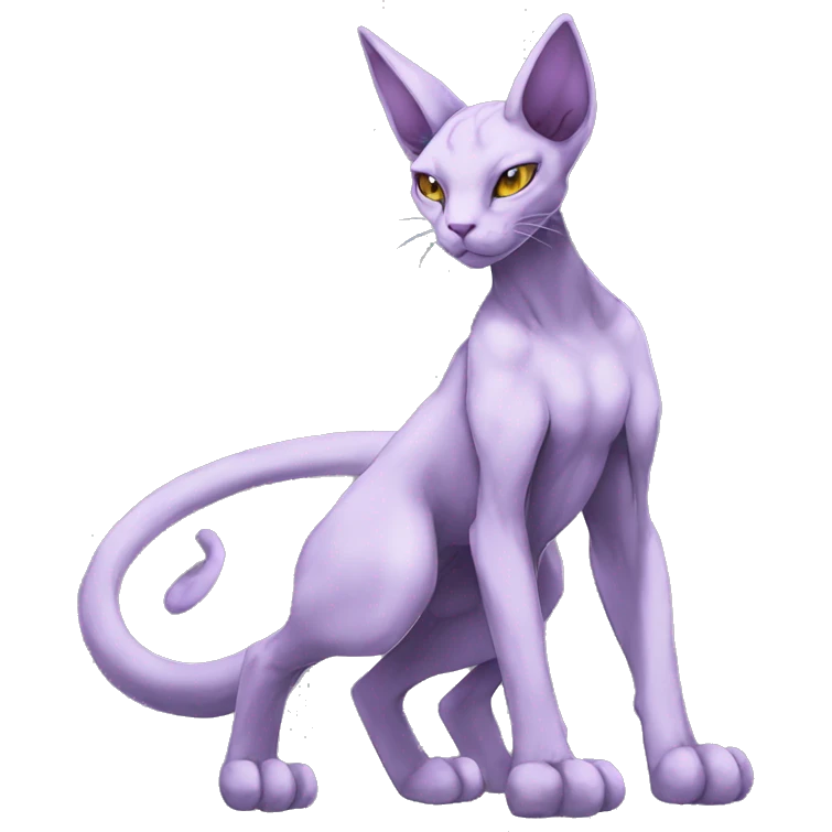 Anthro Mewtwo-Cat-Sphynx-Mecha-FurSona-Fakemon Nebula Full Body emoji