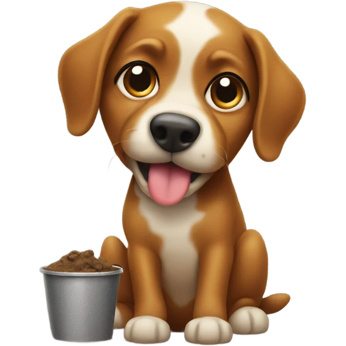 dog holding poop emoji