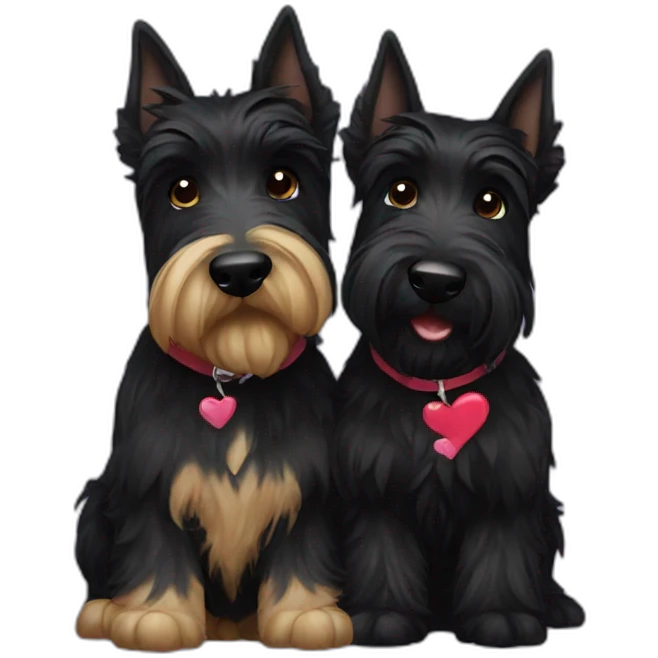 Two black Scottish terrier kissing emoji