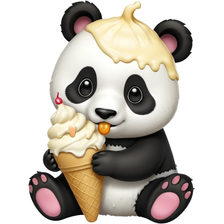 Panda eating ice cream emoji