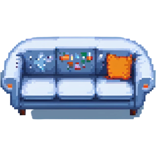 modern couch, blue color emoji