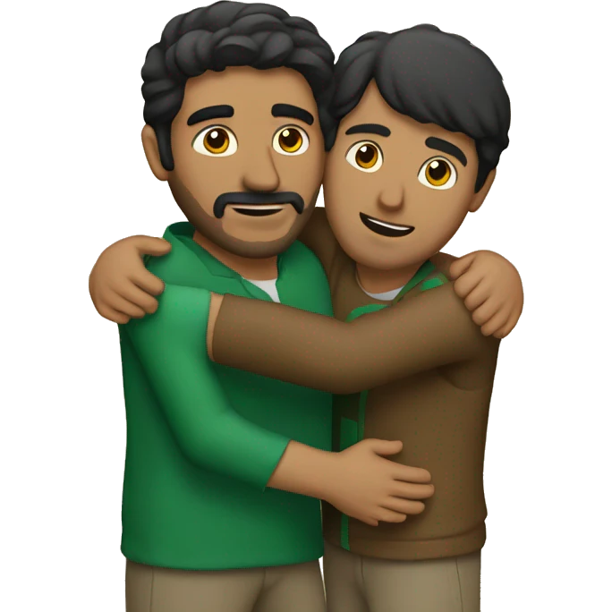A pakistan man and a mexican man hugging emoji