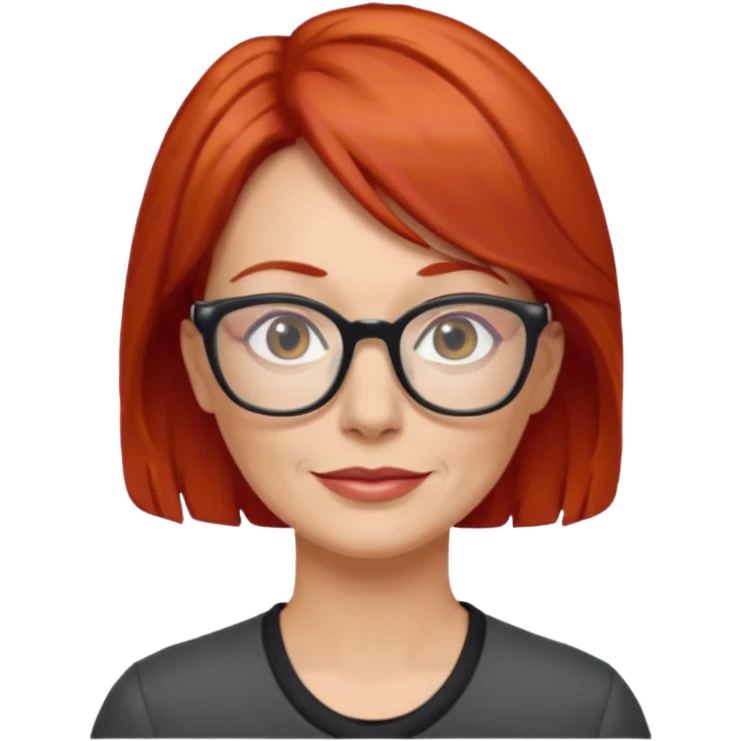 A middle-aged woman with red hair and glasses emoji