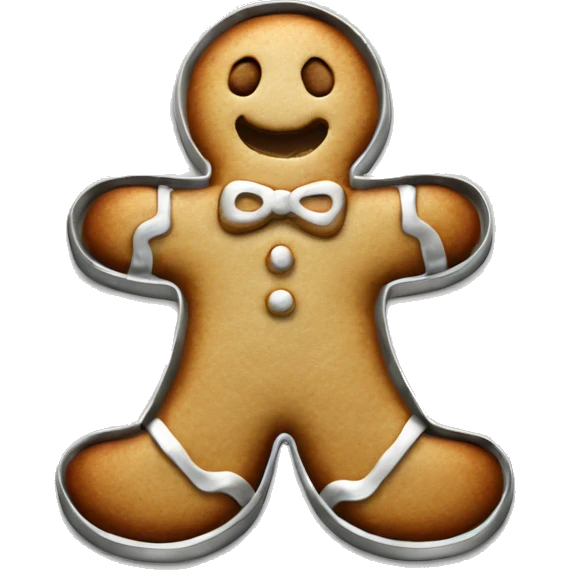 Realistic silver metallic gingerbread man cookie cutter emoji
