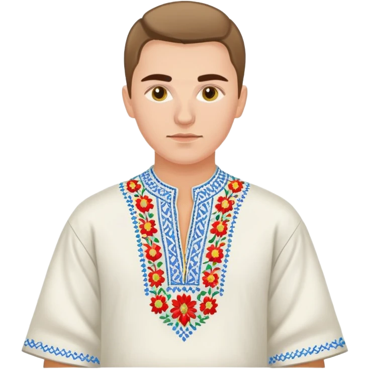 A young Ukrainian psychologist wearing a traditional embroidered vyshyvanka shirt emoji