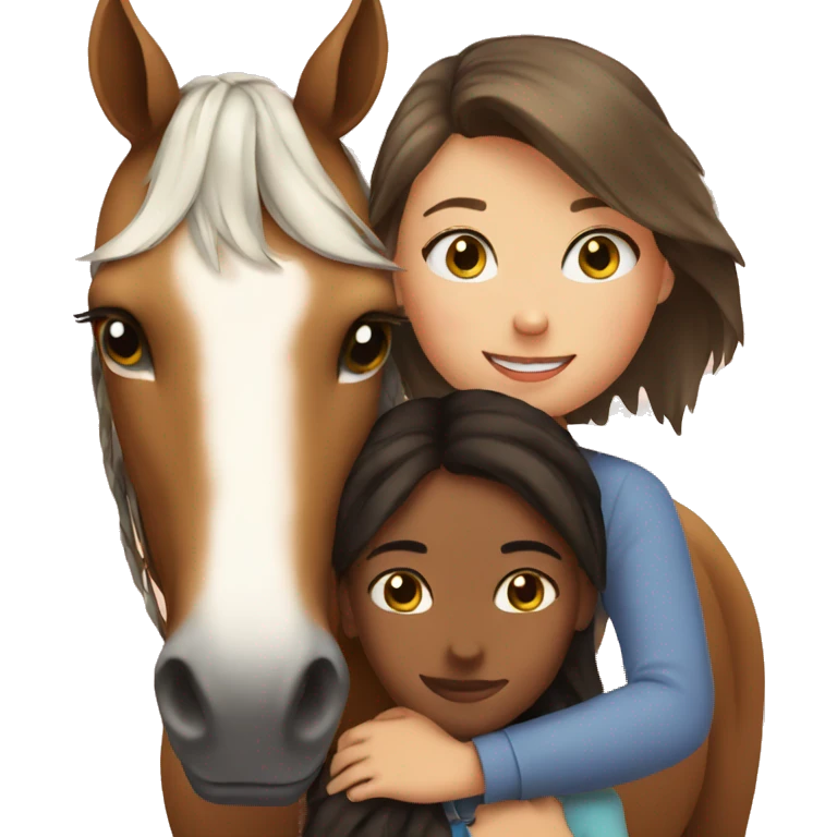Girl hugging her horse cute  emoji