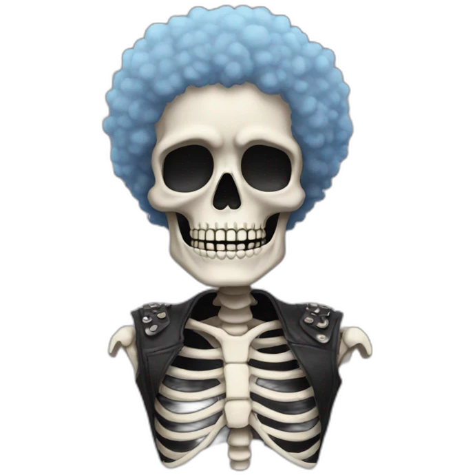 Skeleton with afro cut emoji