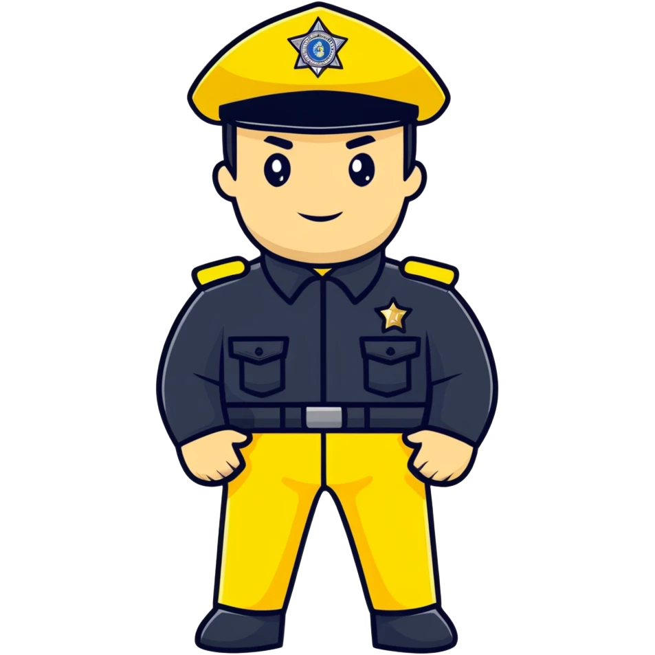Russian police officer with yellow uniform and yellow police hat emoji