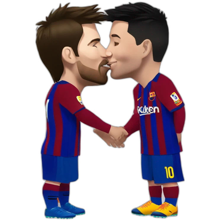 Very developed Messi kissing Ronaldo emoji