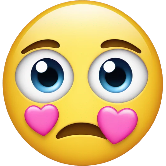 teary eyed with smile emoji with pink hearts surrounding it emoji