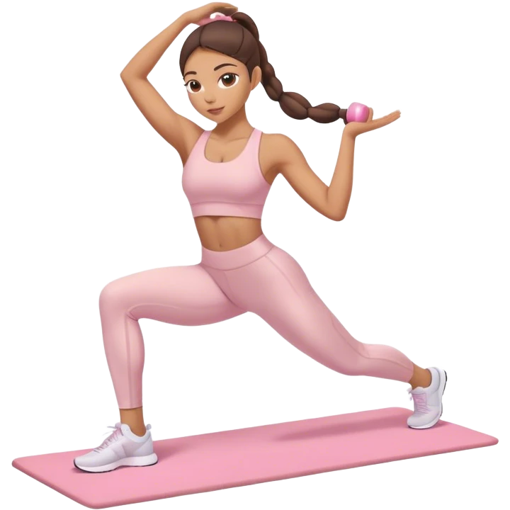 lightskin girl wearing light pink doing pilates emoji