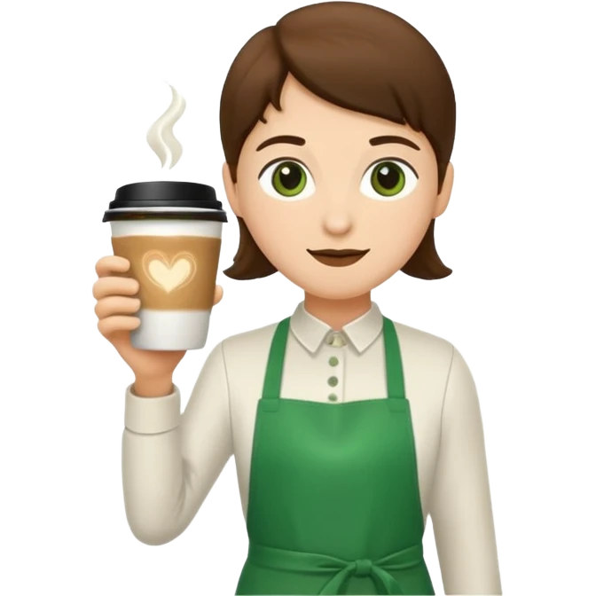 Barista + green apron + latte cup emoji