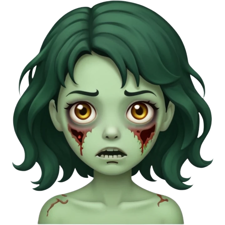 Garota zumbi com cabelo ondulado e preto emoji