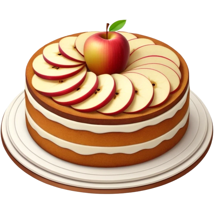 cinematic-realistic-apfelkuchen-cake-emoji,-depicted-as-a-classic-cake-with-cinnamon-and-thinly sliced apples on the top a few neatly spread out-rendered-with-soft-textures-and-warm,-inviting-lighting. emoji