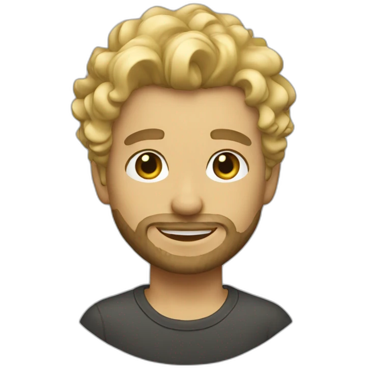 male designer with stubble beard and light curly blonde hair emoji