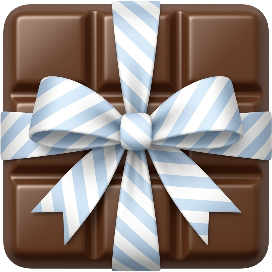 Dark Chocolate and white striped bow emoji