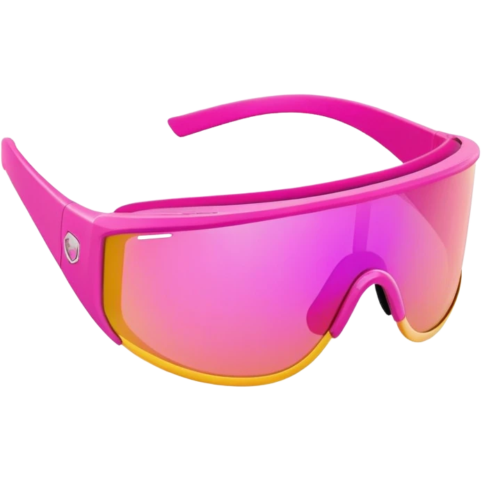 sporty pink shield visor sunglasses with bold thick frame, athletic design, reflective one-piece lens emoji