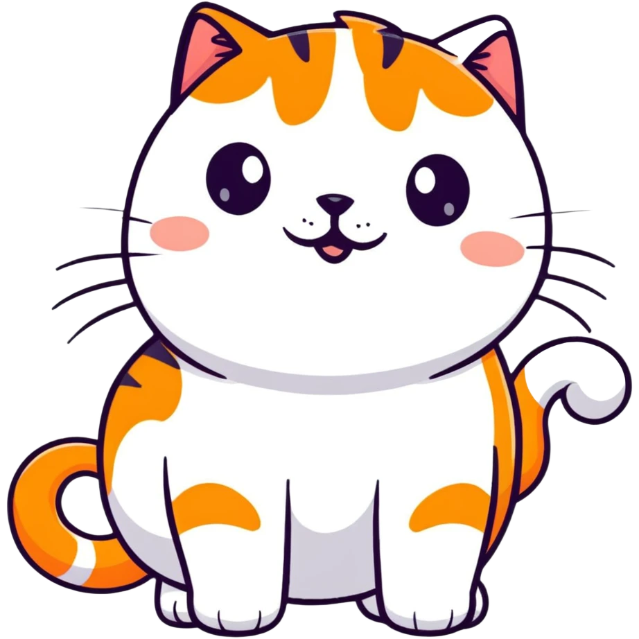 adorable plump orange cat, complete body emoji