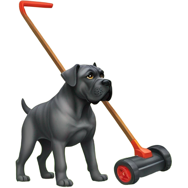 A Cane Corso mowing the lawn. emoji