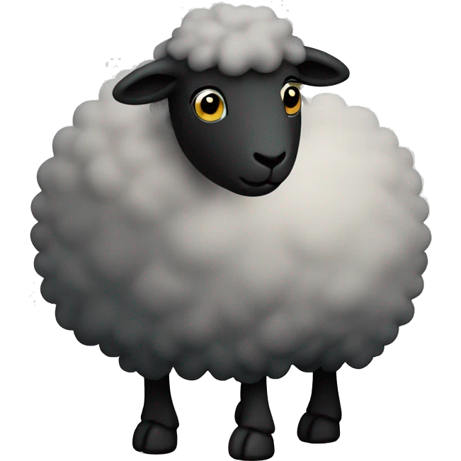 cute black sheep with black wool, looking left where you can see the whole body emoji